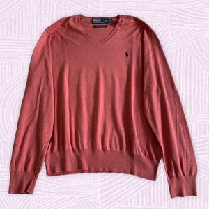 Coral pink Polo Ralph Lauren V Neck Sweater Size M